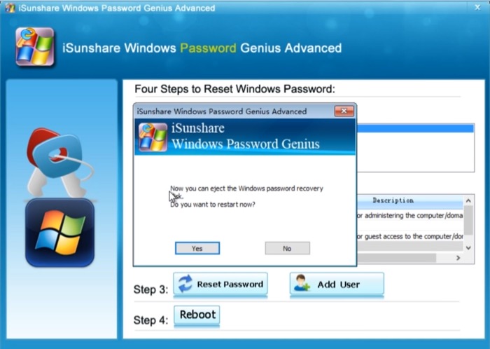 Boot windows using windows password genius