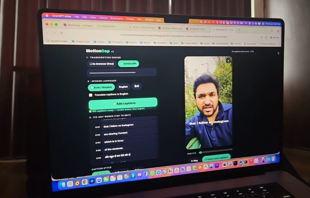 Introducing MotionCap. — I Built a Caption Generator for Reels and Shorts That Never Uploads Your Video
